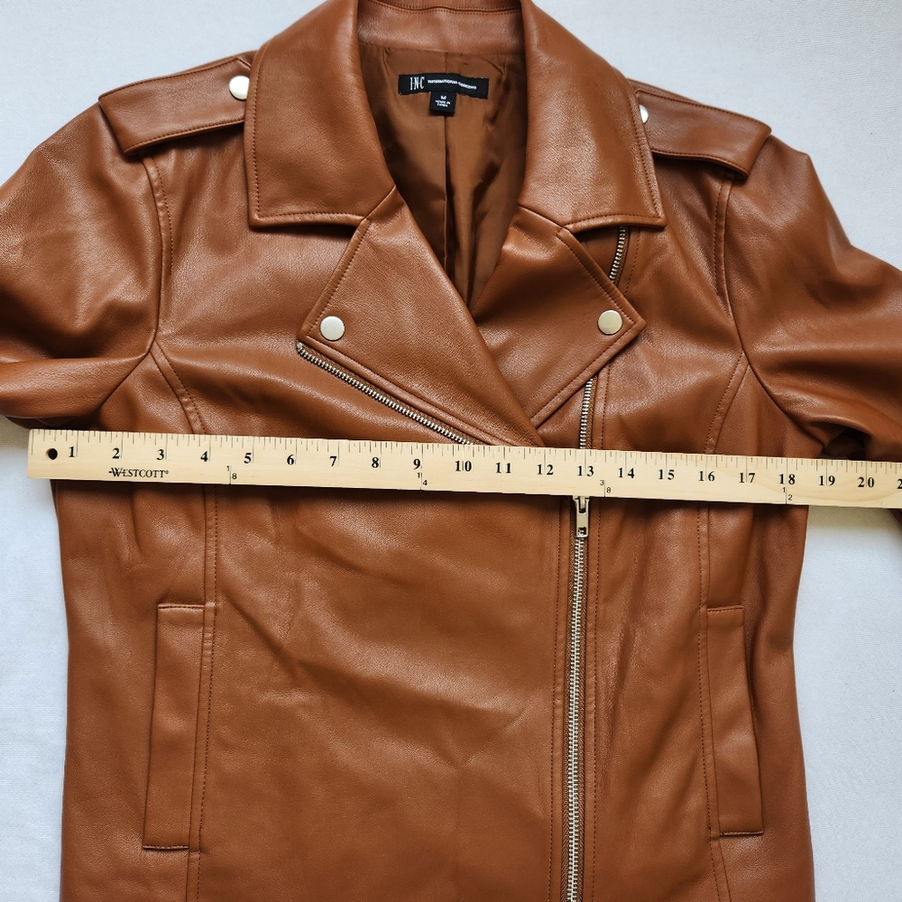 Soft Comfy Faux Leather Moto Jacket Fall Lightweight Zippers Snaps Cute Medium - Picture 15 of 17